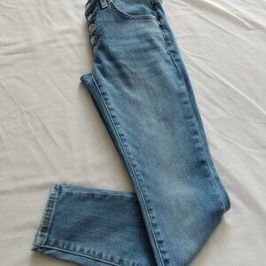 LUCKY BRAND Medium-Light Wash Button Front "AVA Mid-Rise SKINNY" Jeans Sz 26/2